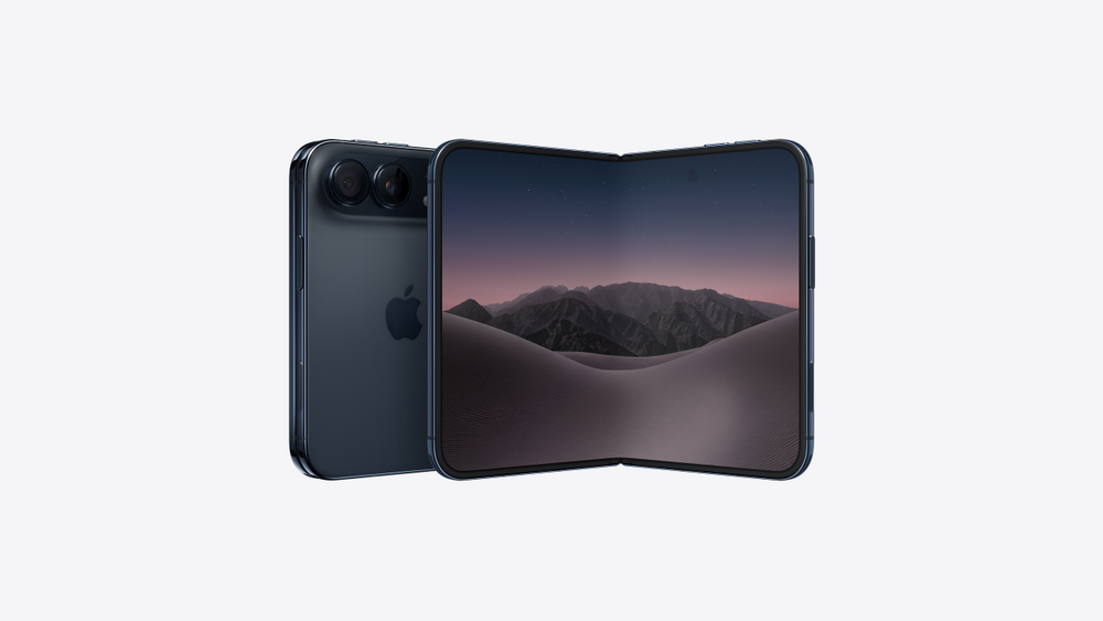 iPhone Duo plegable en color Night Sky, abierto y cerrado